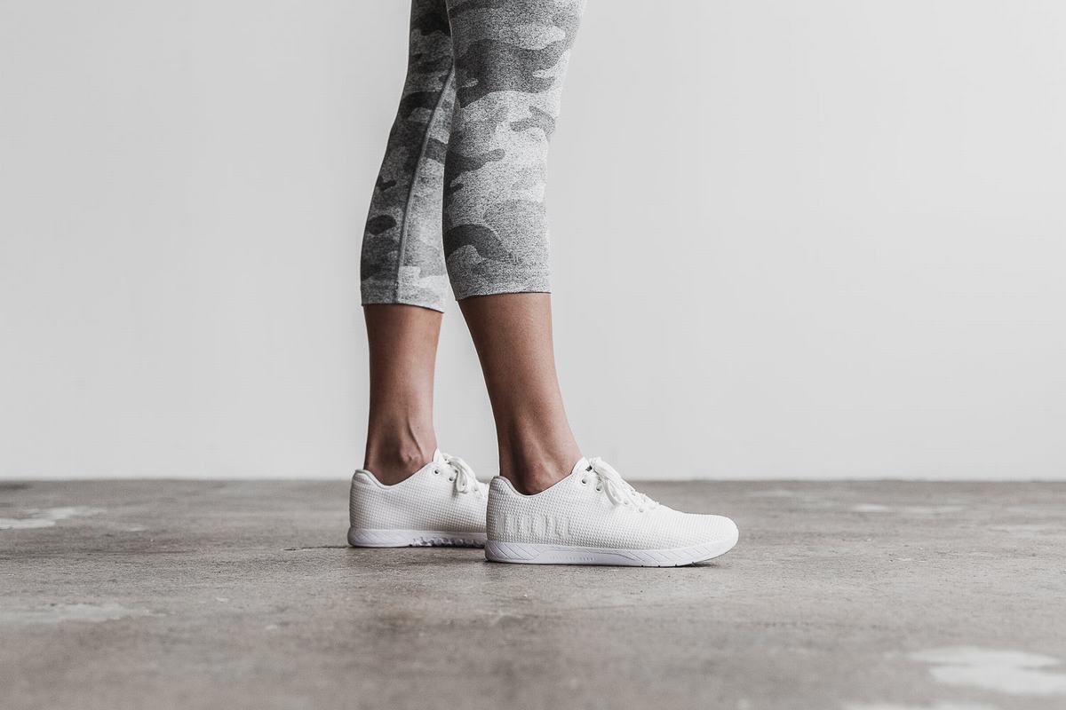Nobull High-Rise Crop Plush Heather Women's Tights White Camo | Australia (QL1802)